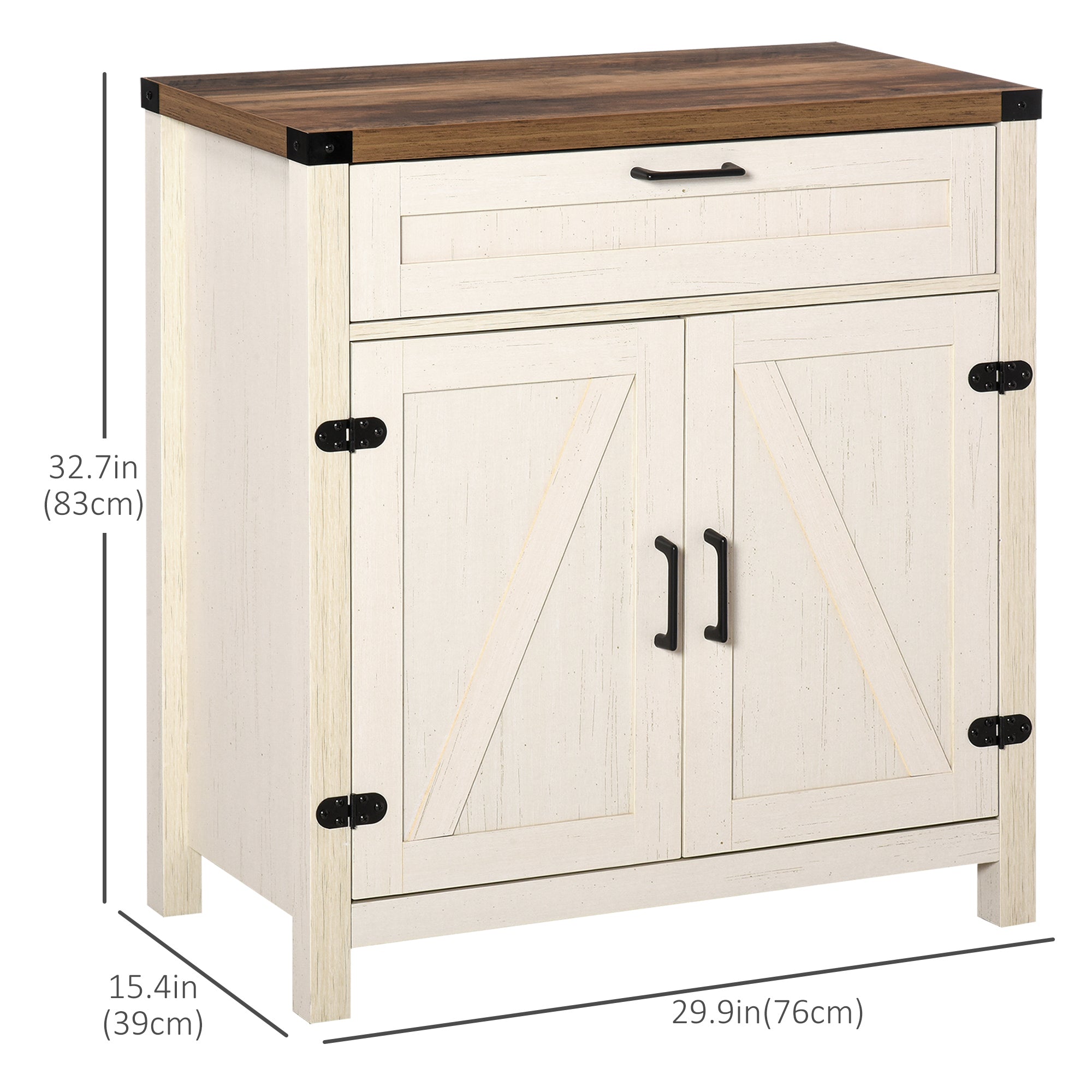 Sideboard Buffet Cabinet, Farmhouse Kitchen Storage Cabinet with 2 Rustic Barn Doors and Drawer, White Bar Cabinets Multi Colour  at Gallery Canada