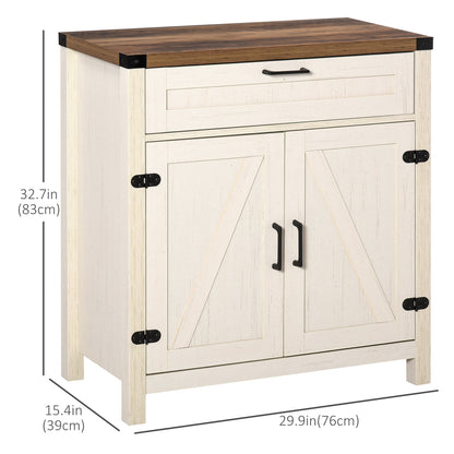 Sideboard Buffet Cabinet, Farmhouse Kitchen Storage Cabinet with 2 Rustic Barn Doors and Drawer, White Bar Cabinets Multi Colour  at Gallery Canada