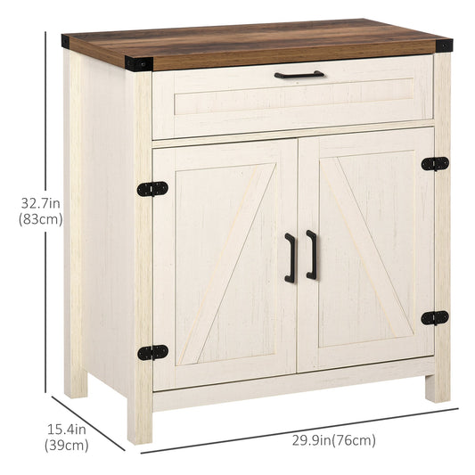 Sideboard Buffet Cabinet, Farmhouse Kitchen Storage Cabinet with 2 Rustic Barn Doors and Drawer, White Bar Cabinets Multi Colour  at Gallery Canada