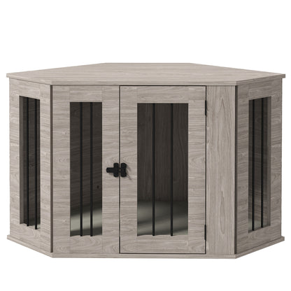 Dog Crate Furniture with Cushion, 41 Inch Conner Design Dog Crate End Table for Medium Dogs, Walnut Brown Houses, Kennels & Pens   at Gallery Canada