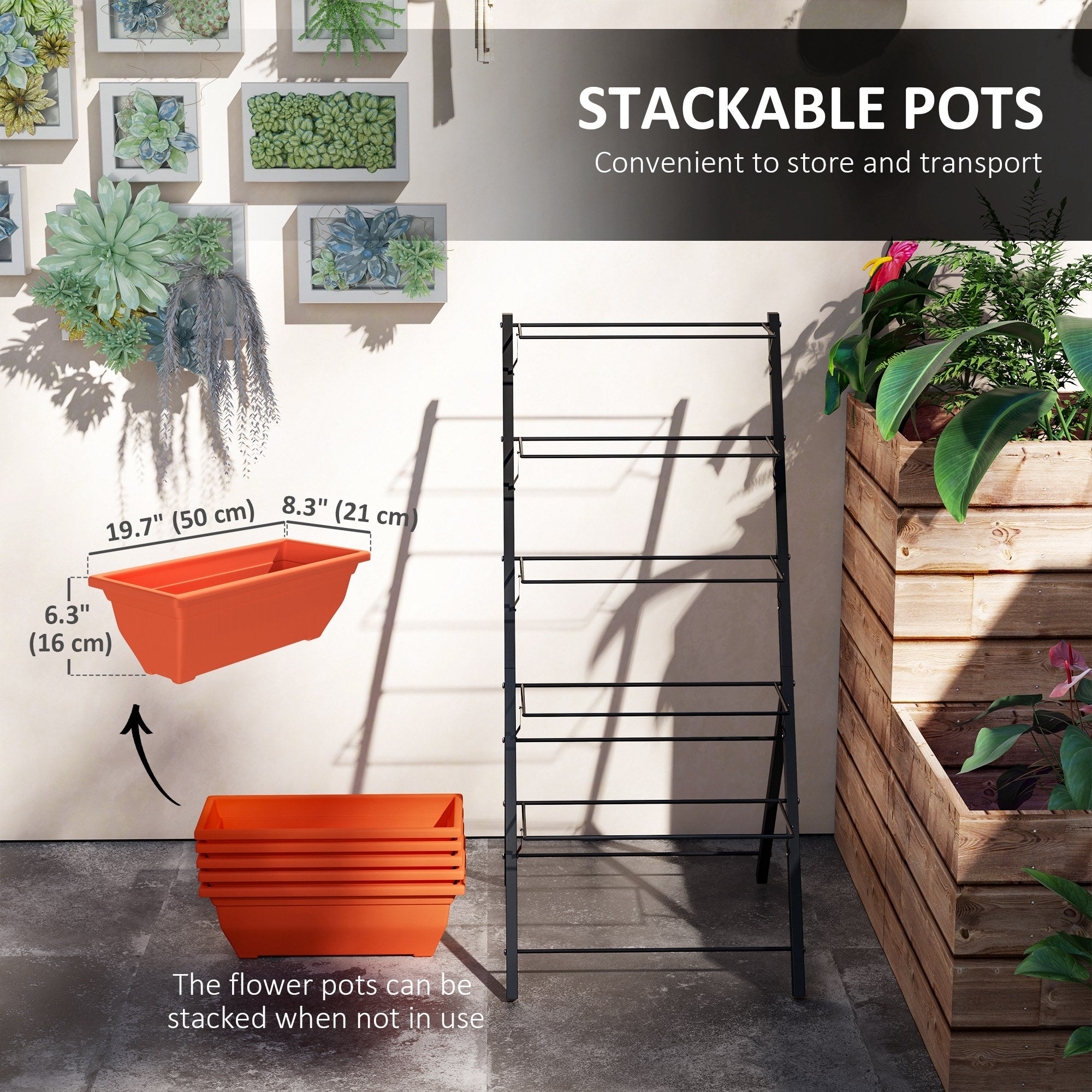 5-Tier Raised Garden Bed Plant Stand Flower Pots with Leaking Holes Red Plant Stands at Gallery Canada