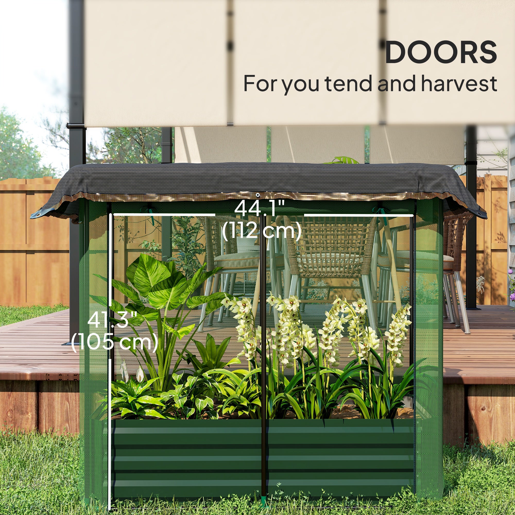 Galvanized Steel Planter Box with Crop Cage and Shade Cloth, Raised Garden Bed for Flowers, Vegs and Herbs, Green Raised Garden Beds at Gallery Canada