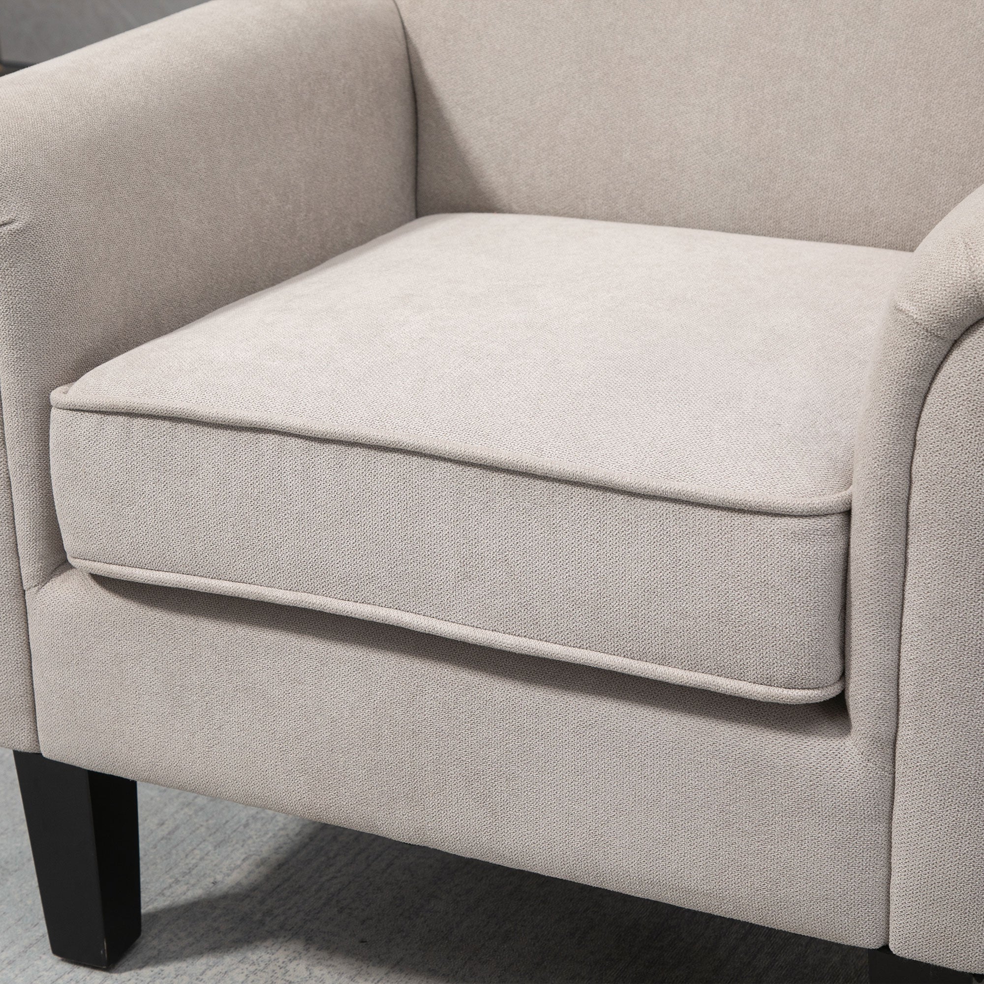 Upholstered Accent Chair, Single Armchair with Soft Velvet Touch Fabric, Rolled Armrest, Grey Single Sofas at Gallery Canada