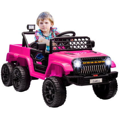 12V 4WD/2WD Kids Electric Car w/ Remote Control, Spring Suspension, Back Trailer, Light, Music, Soft Start, Pink Electric Toy Cars   at Gallery Canada