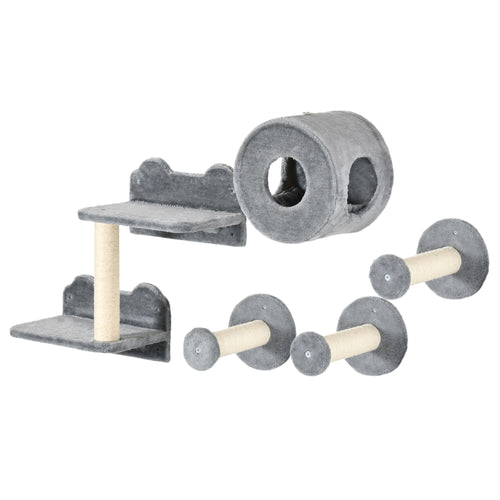 Pet Wall-mounted Climbing Shelf Set, Grey