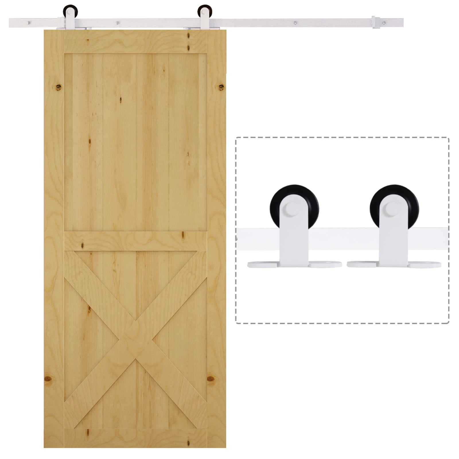 6FT Sliding Barn Door Track Kit, Heavy Duty Barn Door Hardware Kit, Fit 36