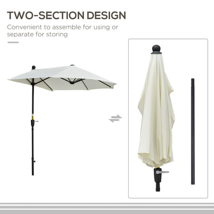 6.6 x 6ft Half Patio Umbrella Outdoor Parasol with Double-Sided Canopy, Crank Handle, Base for Garden, Balcony, Cream Sun Umbrellas   at Gallery Canada