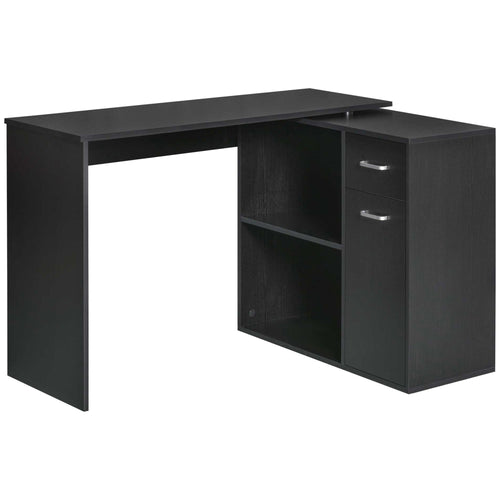 360° Rotating Home Office Corner Desk Storage Shelf Cabinet Black