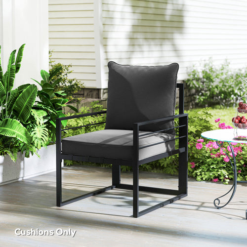 Patio Chair Cushions, Thick Deep Seat Outdoor Seat Cushion with Back Cushion, Charcoal Grey