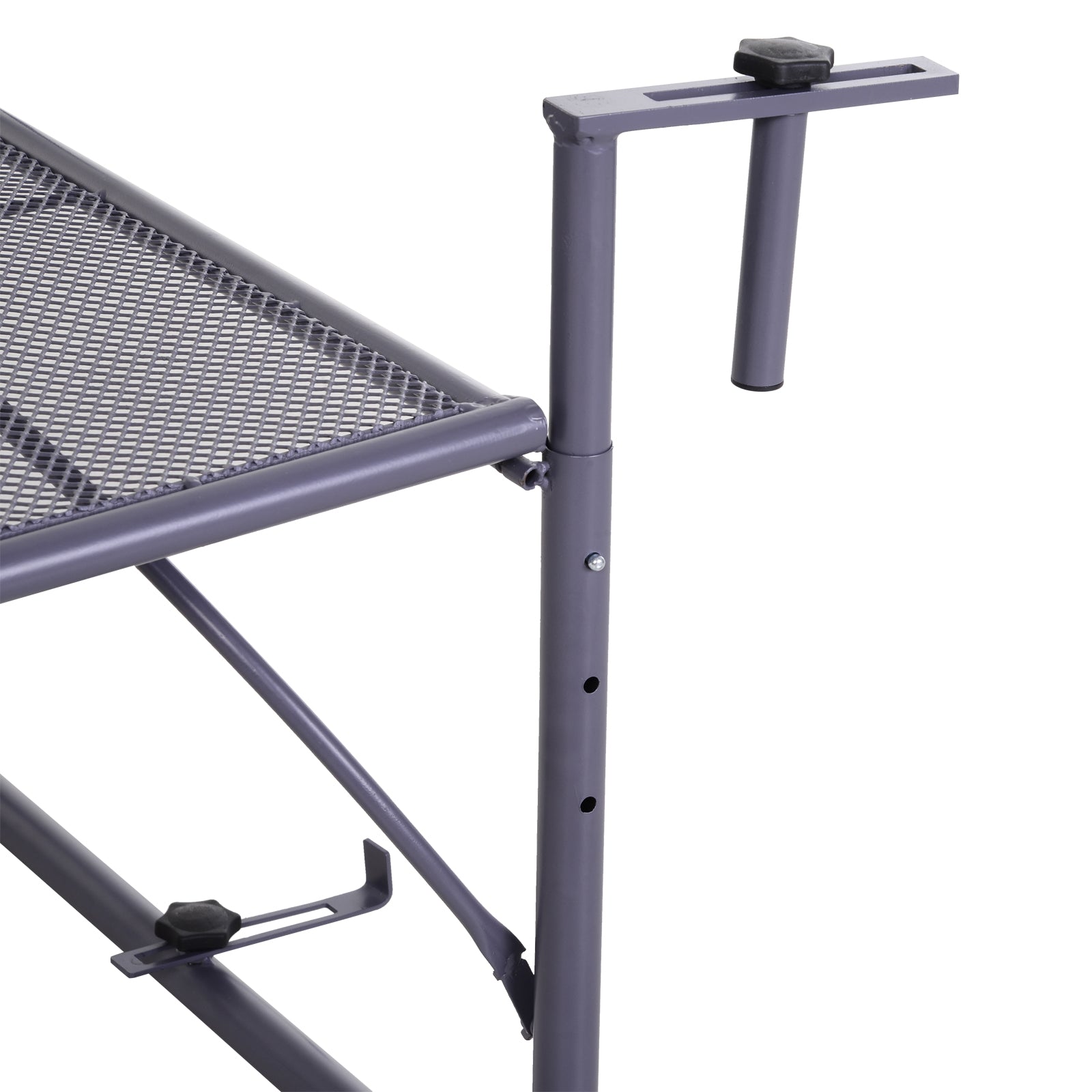 Adjustable Balcony Hanging Railing Table, Metal Mounting Mini Wall Desk Storage Rack, Outdoor Flower Stand Serving Table Rectangle, Grey Balcony Table Hanging at Gallery Canada