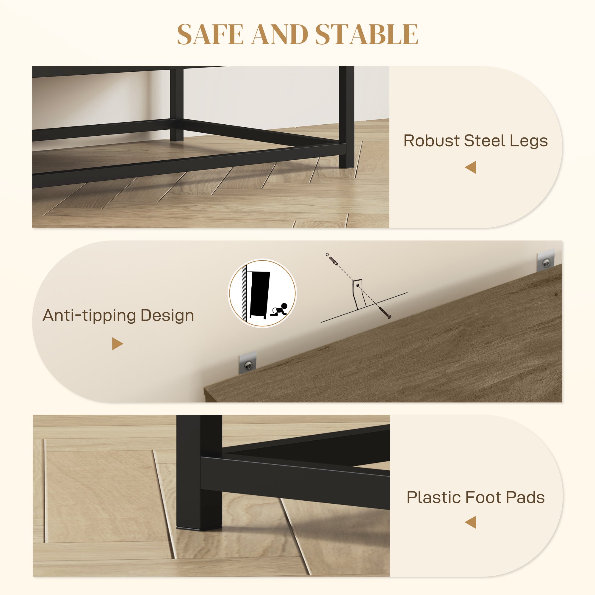 Kitchen Storage Cabinet, Wood Effect Sideboard Buffet Cabinet with Adjustable Shelf and 2 Doors, Nature Wood Storage Cabinets at Gallery Canada