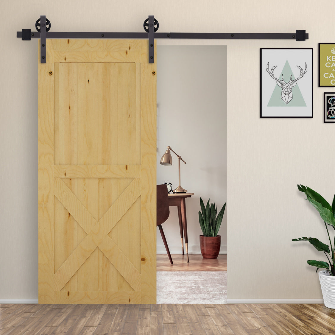 6FT Sliding Barn Door Track Kit, Heavy Duty Barn Door Hardware Kit, Fit 36