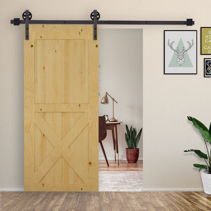 6FT Sliding Barn Door Track Kit, Heavy Duty Barn Door Hardware Kit, Fit 36" Wide Door Panel (J Shape), Deep Coffee Door Hardware   at Gallery Canada