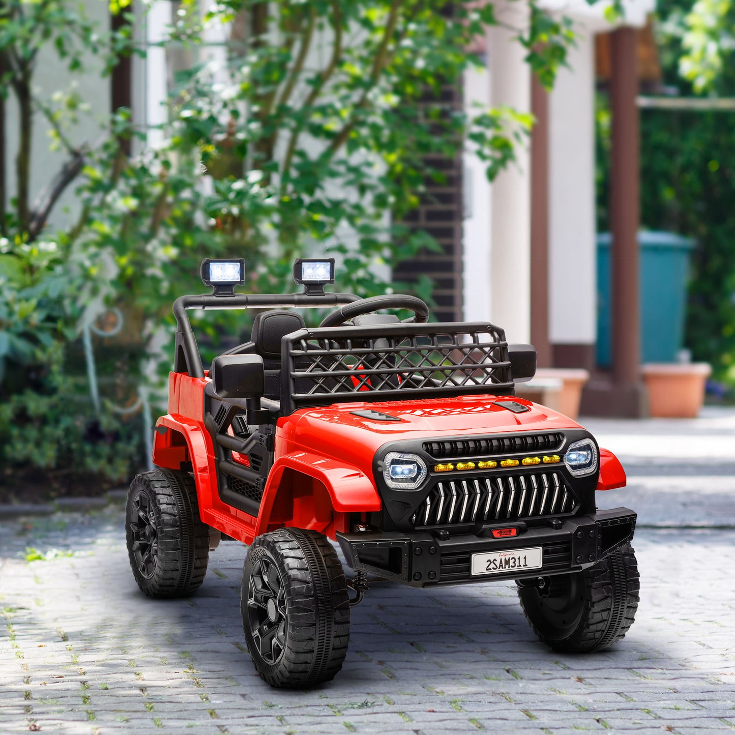 12V Ride on Truck, Electric Car for Kids with Remote Control, Suspension, 3 Speeds, USB Music Headlights, Red Electric Toy Cars   at Gallery Canada