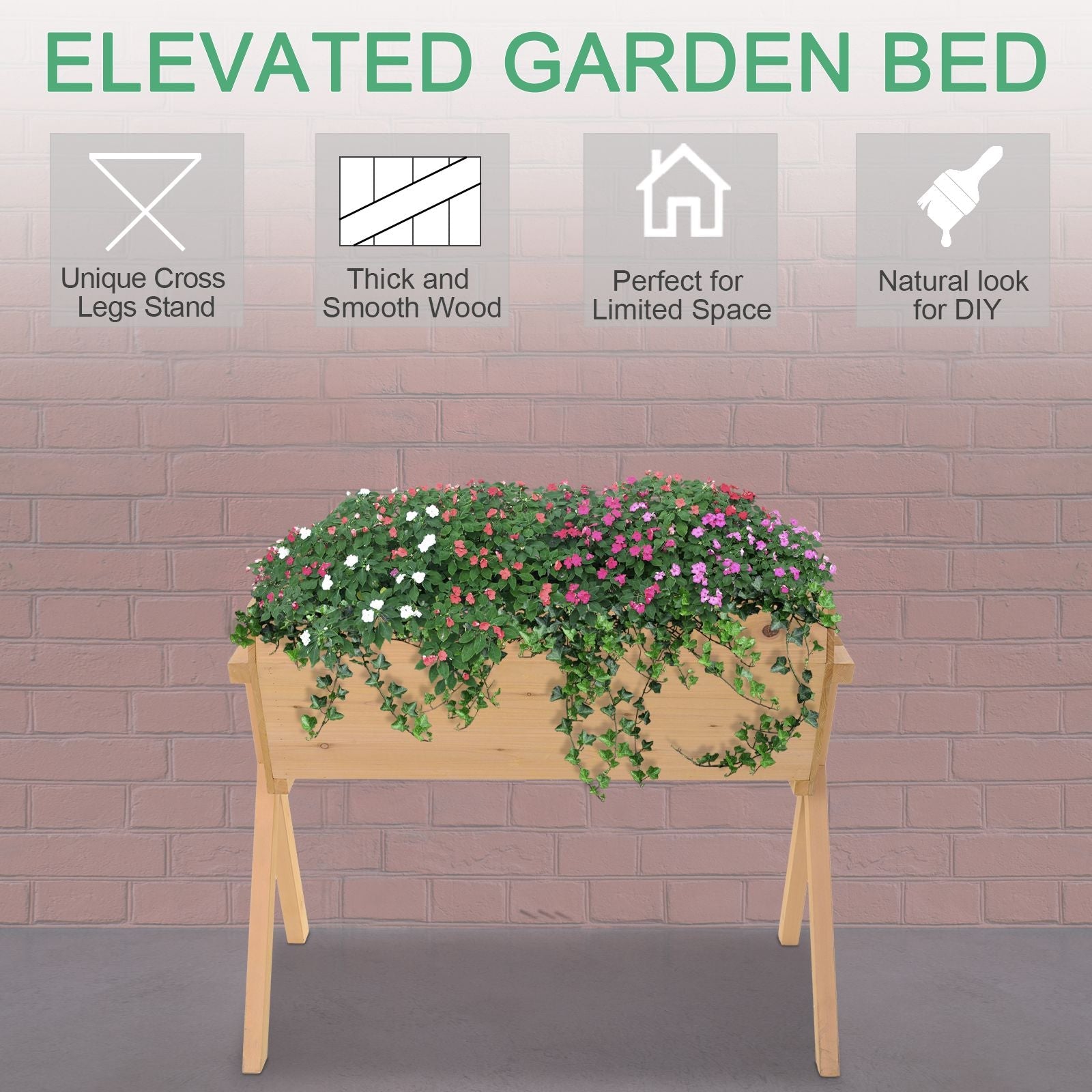 39'' x 28'' Raised Garden Bed with Legs, Elevated Wooden Planter Box with Bed Liner for Vegetables, Flowers Herbs, Backyard Patio Balcony Use - Gallery Canada