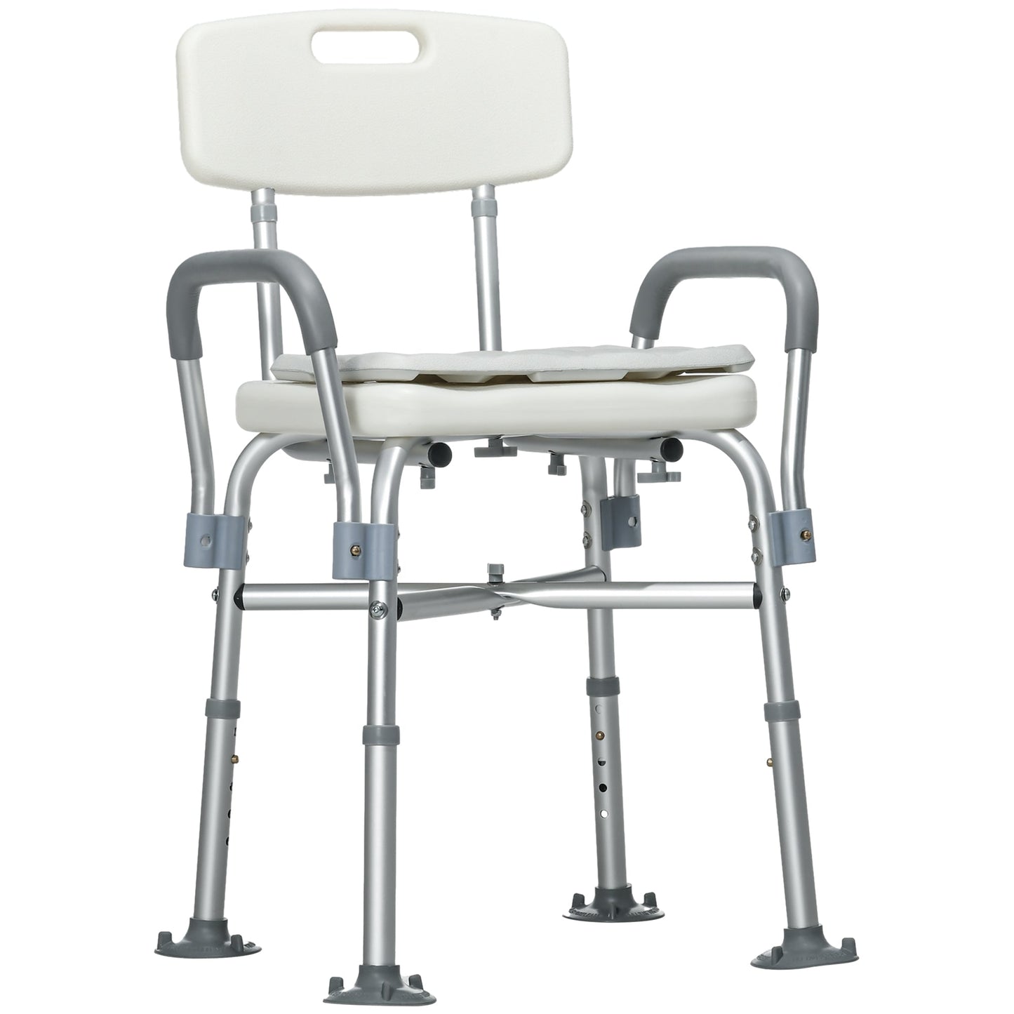 Padded Shower Chair with Back and Arms, 396lbs Capacity, Tool-Free Assembly, White Bath Chairs White  at Gallery Canada