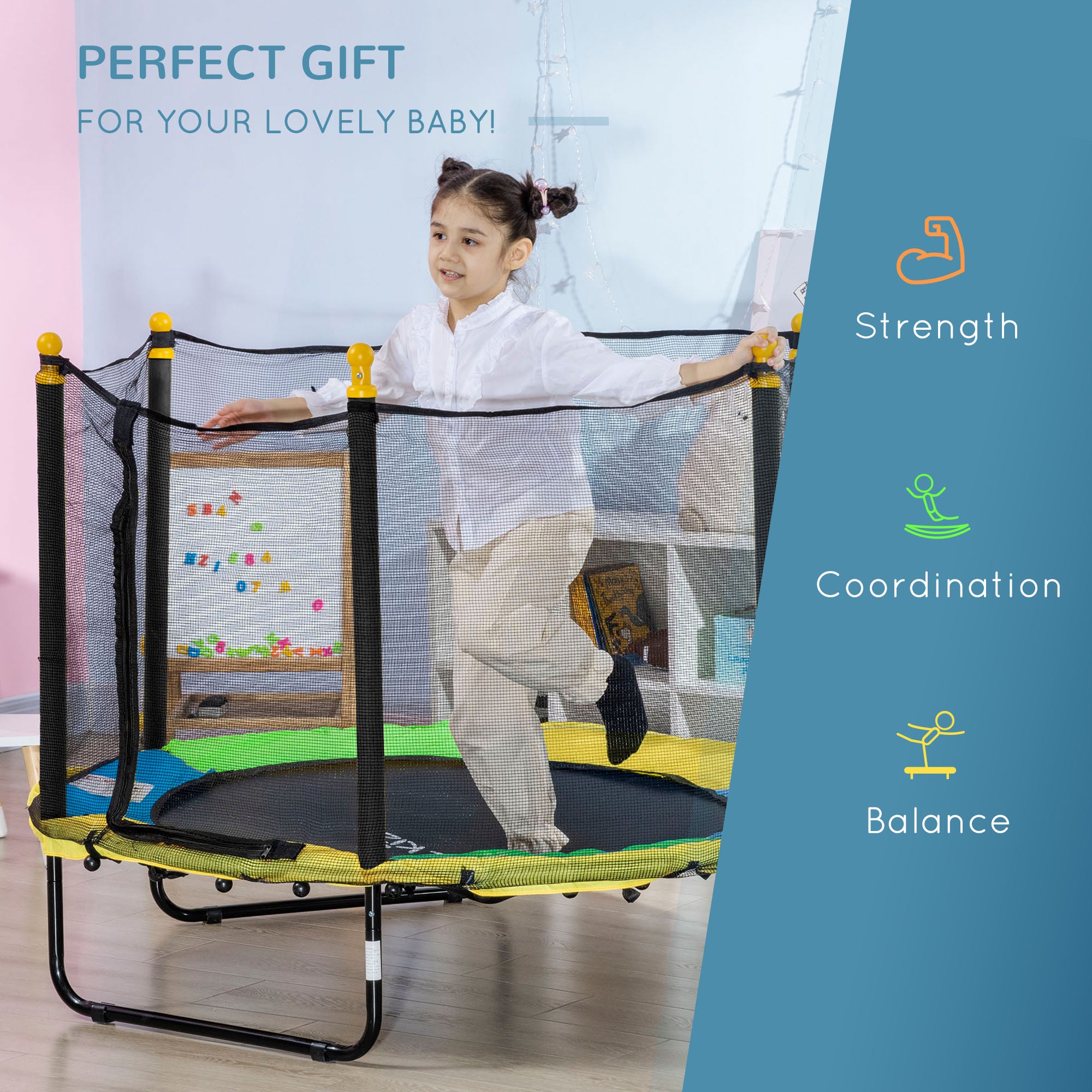 4.6FT Trampoline for Kids with Enclosure Net for Ages 3-10, Indoor Outdoor Use, Black Trampolines at Gallery Canada