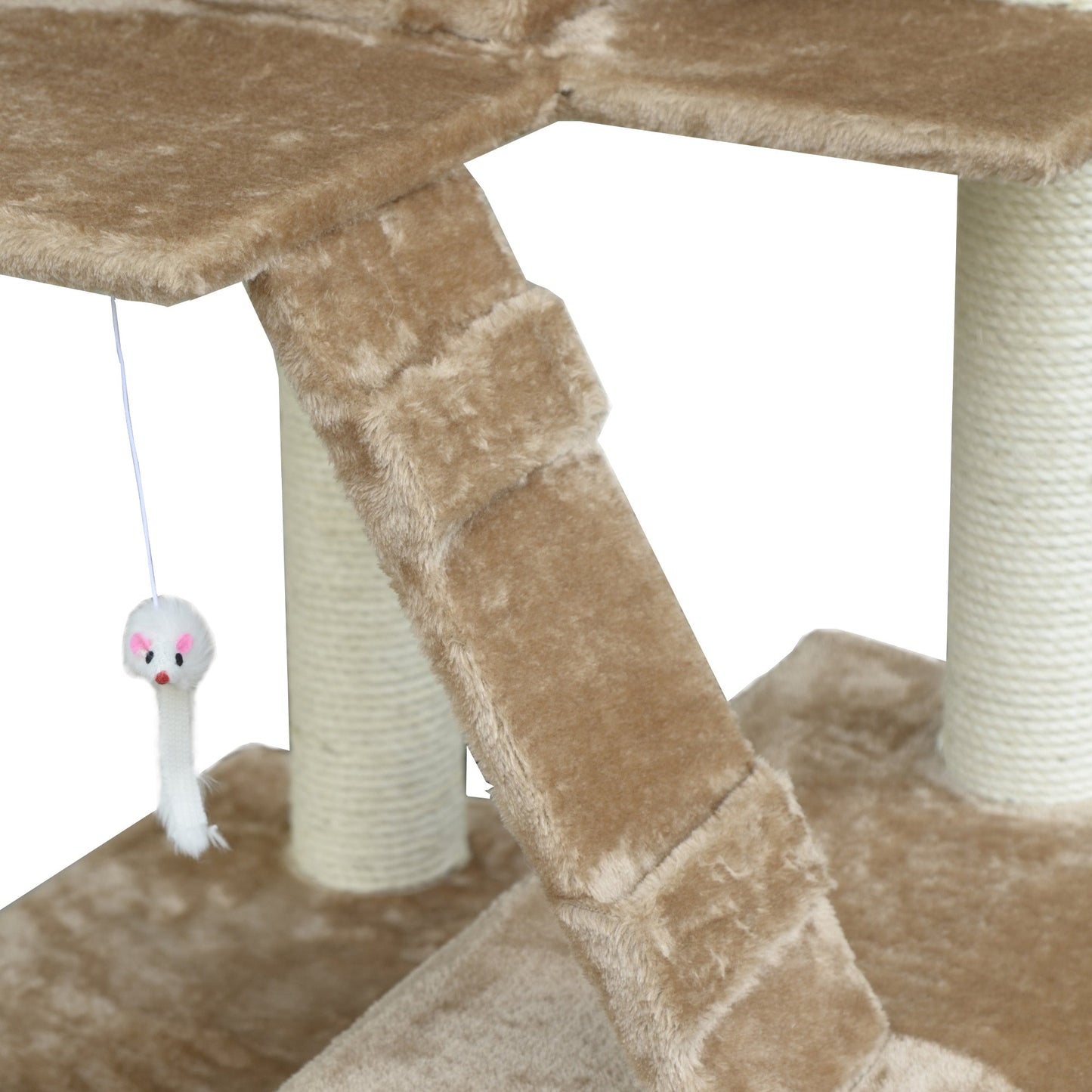 71-Inch Cat Tree Furniture Pet Tower House with Scratch Post and Condo, Beige Cat Towers   at Gallery Canada