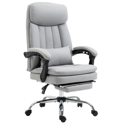 High Back Office Chair, Microfibre Computer Desk Chair with Lumbar Support Pillow, Foot Rest, Reclining Back, Arm, Grey Executive & Manager Chairs Grey  at Gallery Canada