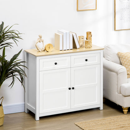 Sideboard, Modern Kitchen Storage Cabinet with Drawers and Adjustable Shelf, for Living Room and Entryway, White Storage Cabinets   at Gallery Canada