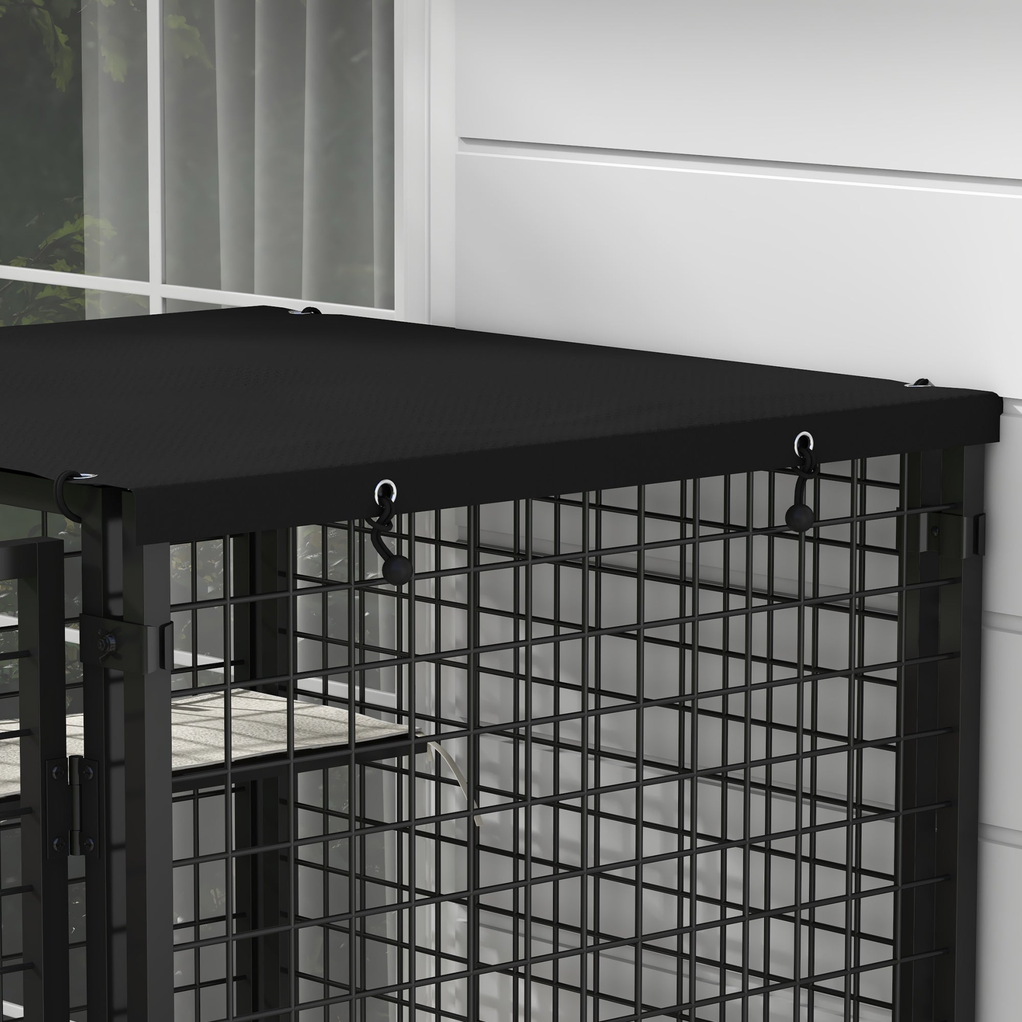 Cat Cage Multi-Level Catio Steel Outdoor Cat Enclosure w/ UV-and Water Resistant Cover, 5 Platforms, Soft Pads, Black Outdoor Cat Enclosures   at Gallery Canada