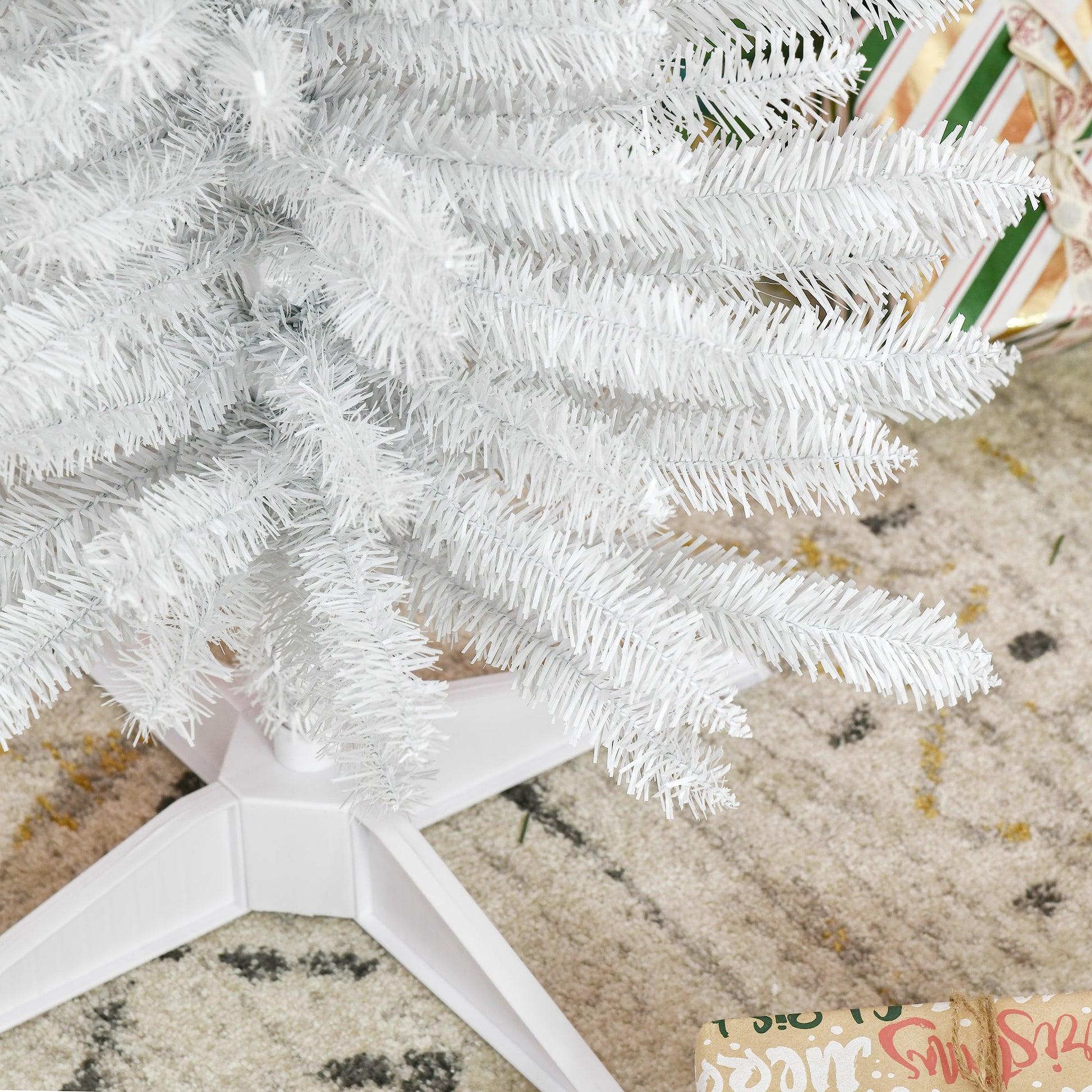 5FT Artificial Christmas Tree, Pencil Christmas Tree with Realistic Branches, Stable Stand, White Pencil Christmas Trees   at Gallery Canada