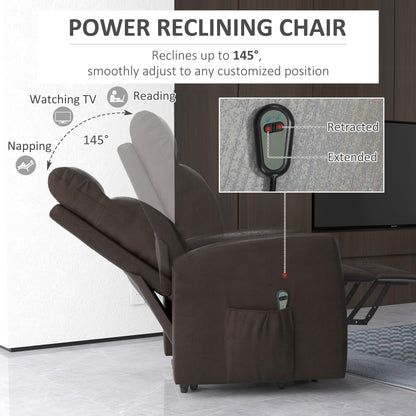 Power Lift Recliner Chair with Remote Control Side Pocket for Living Room Home Office Study Brown Electric Power Lift Chairs   at Gallery Canada