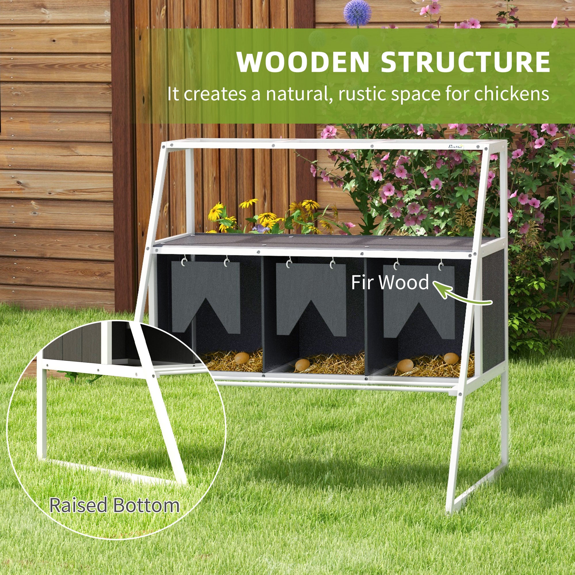 3 Compartments Nesting Boxes for Chickens with Privacy Curtains, Standing Perches, Up to 6-12 Hens Chicken Coops at Gallery Canada