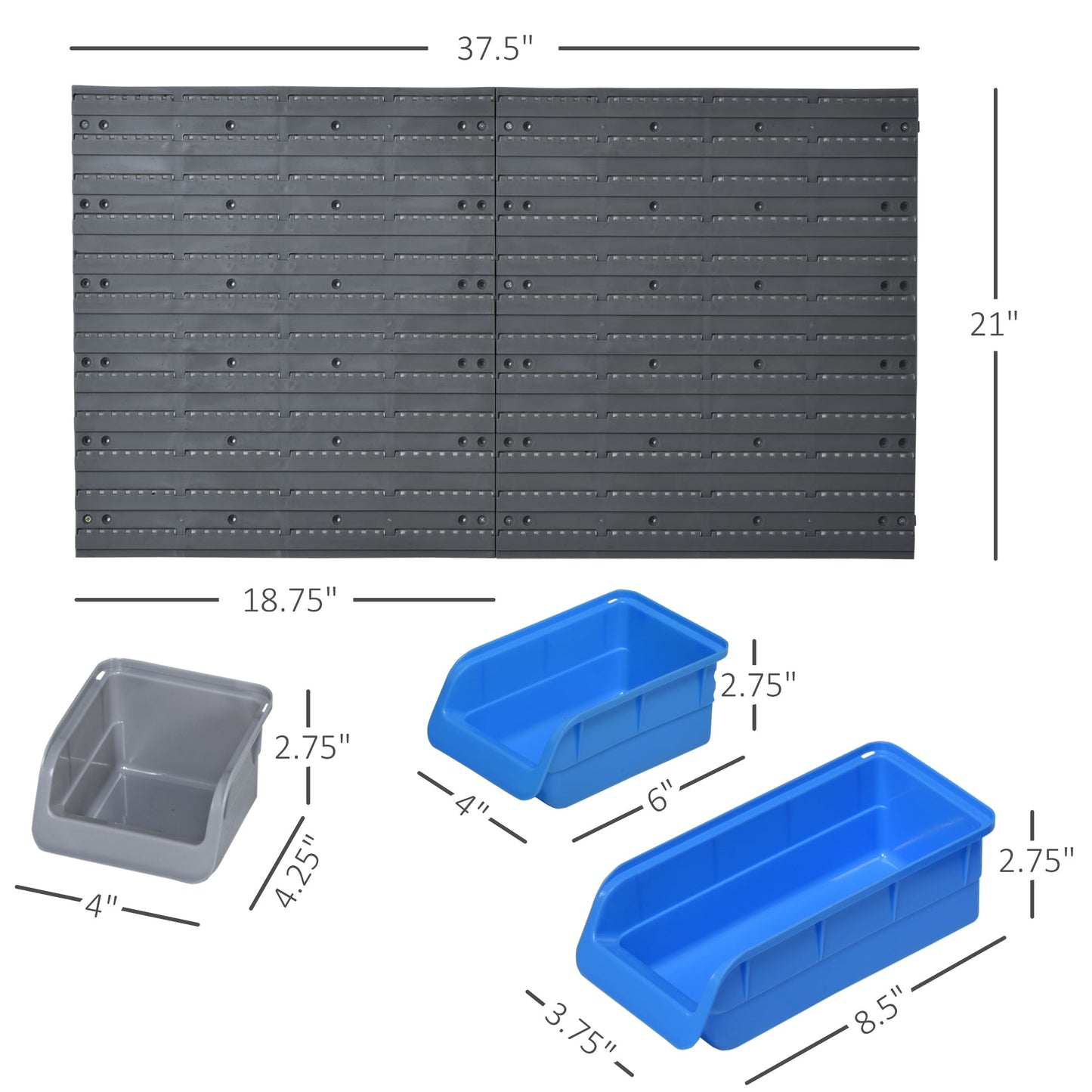 44PC Wall Mounted Storage Bins Parts Rack Kit with Storage Bins, Pegboard and Hooks, Garage Plastic Organizer, Blue Tool Organizers   at Gallery Canada