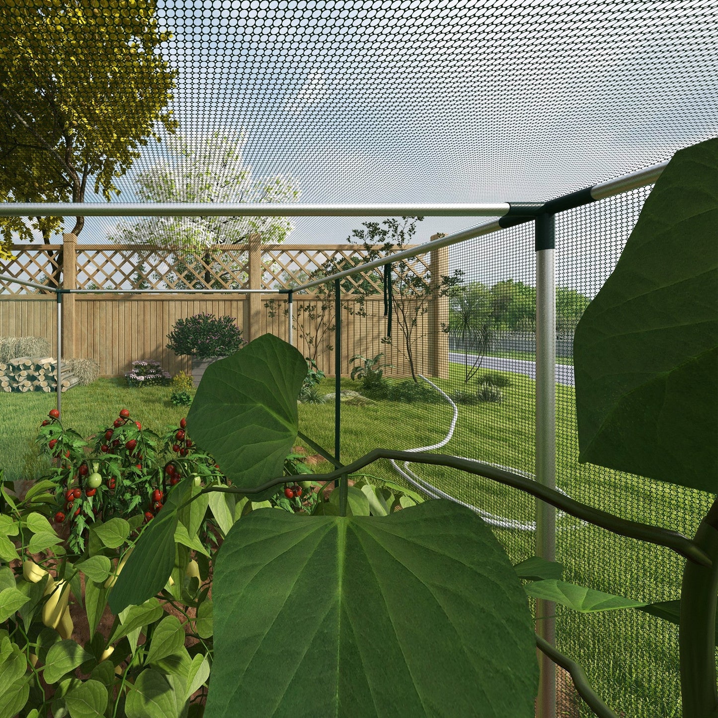 Galvanized Steel Crop Cage, Plant Protection Tent with Zippered Door, 8' x 4', Green Walk In Greenhouses   at Gallery Canada