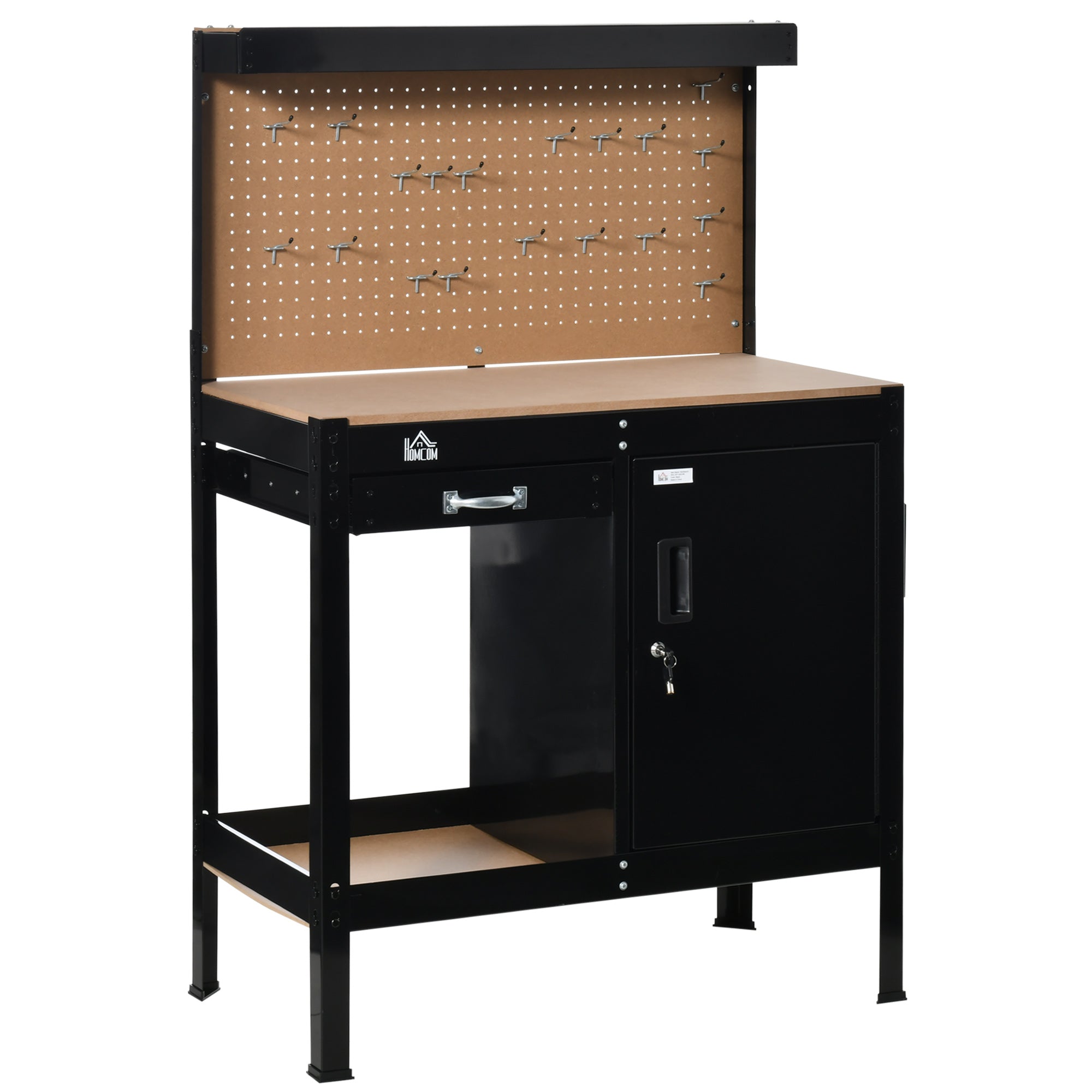 Multipurpose Tool Workbench for Garage, Garage Bench with Storage Drawer, Peg Board, Lockable Cabinet Office Desks & Work Stations at Gallery Canada
