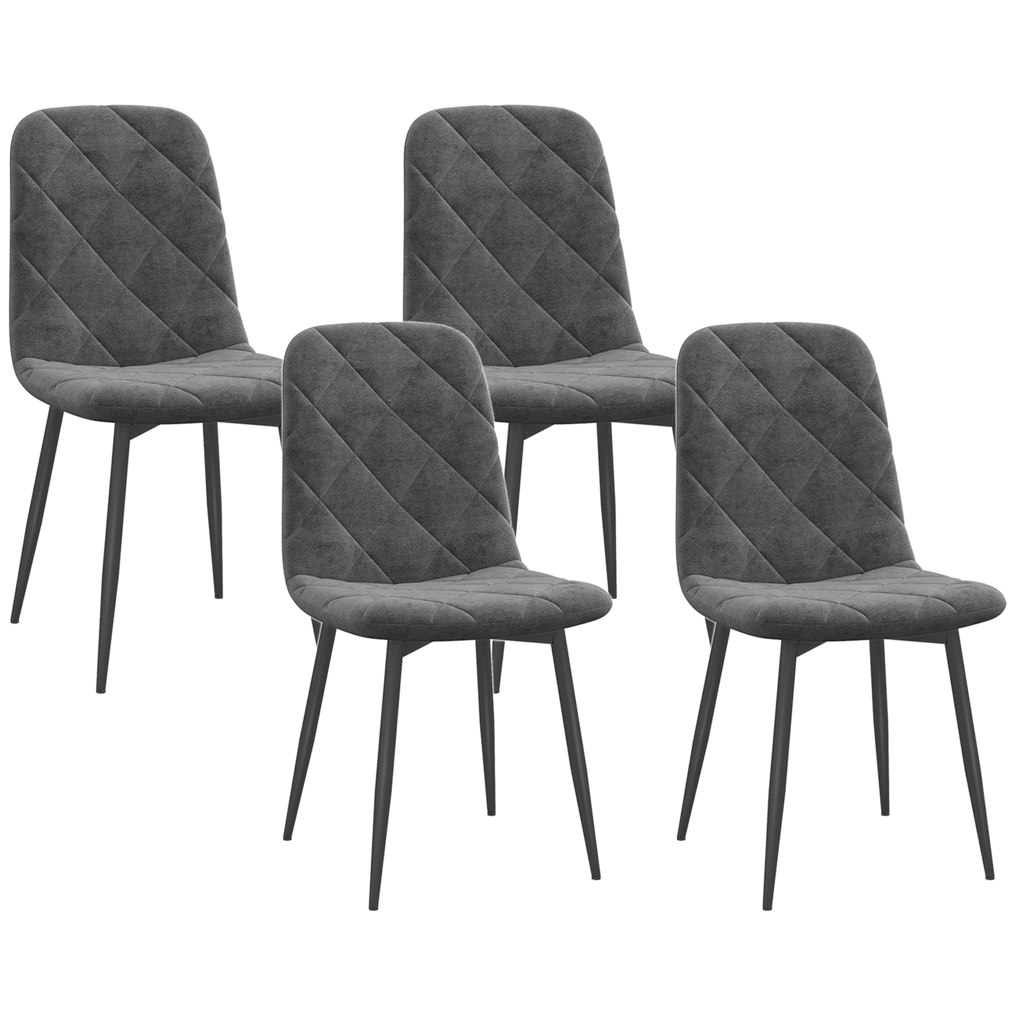 Dining Chairs Set of 4, Upholstered Dining Room Chairs with Steel Legs, Modern Kitchen Chair for Dining Room, Grey Bar Stools   at Gallery Canada