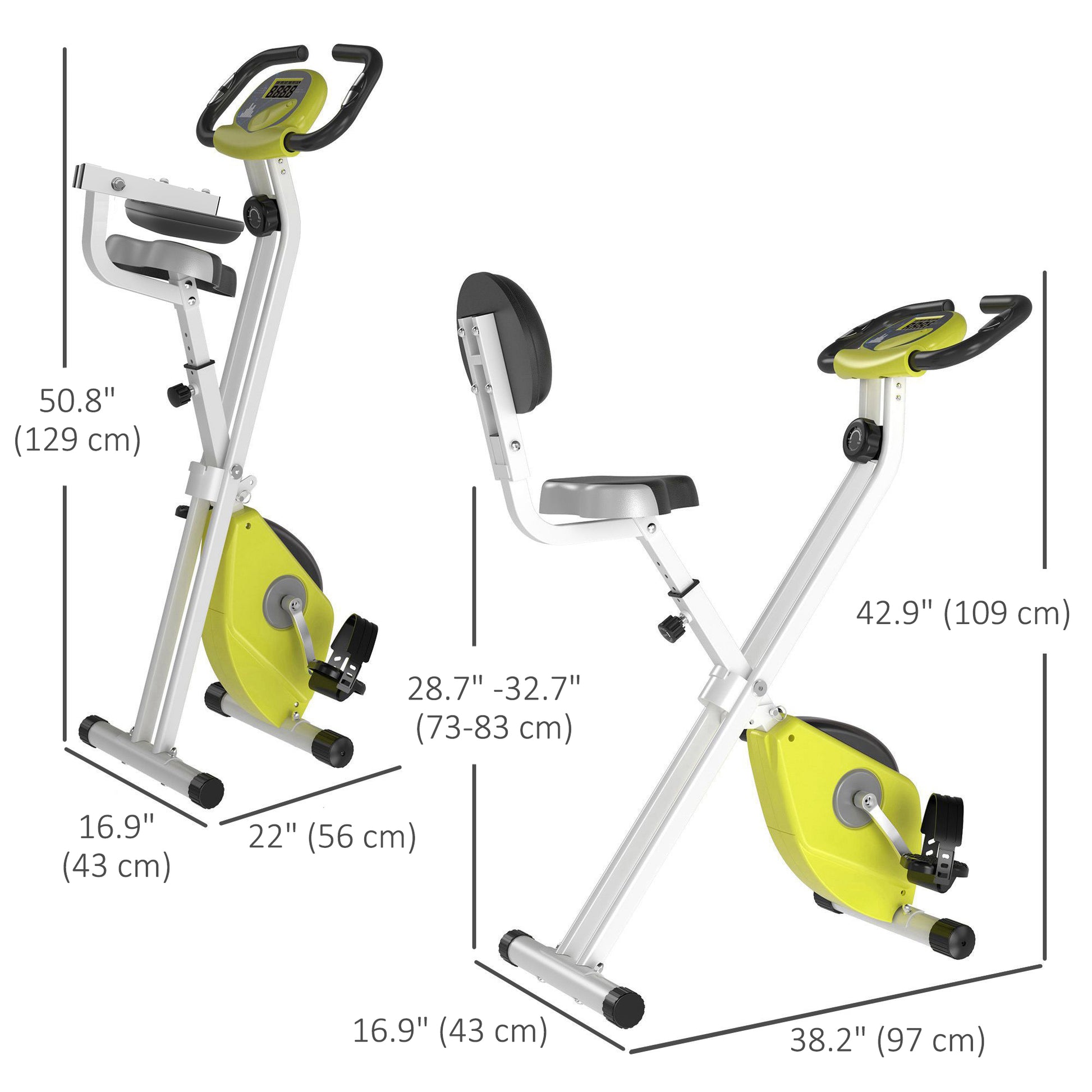 Foldable Indoor Stationary Bike with 8 Levels of Magnetic Resistance, Exercise Bike for Cardio Workout, Yellow Exercise & Stationary Bikes   at Gallery Canada