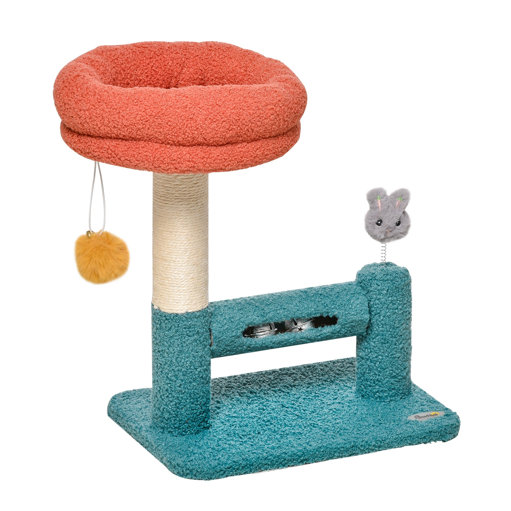 Cat Tree Scratching with Removable Bed Scratching Post Interactive Kitten Toy Dangling Ball Spring Roller Bell Blue Orange Cat Posts Multi Colour  at Gallery Canada