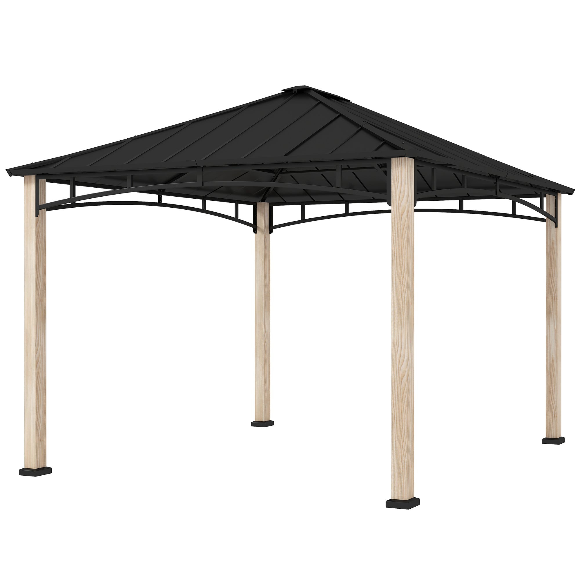 10' x 12' Hardtop Gazebo with Metal Roof, Wood Grain Frame Outdoor Gazebo Canopy for Patio, Garden, Backyard, Lawn Gazebos Multi Colour at Gallery Canada