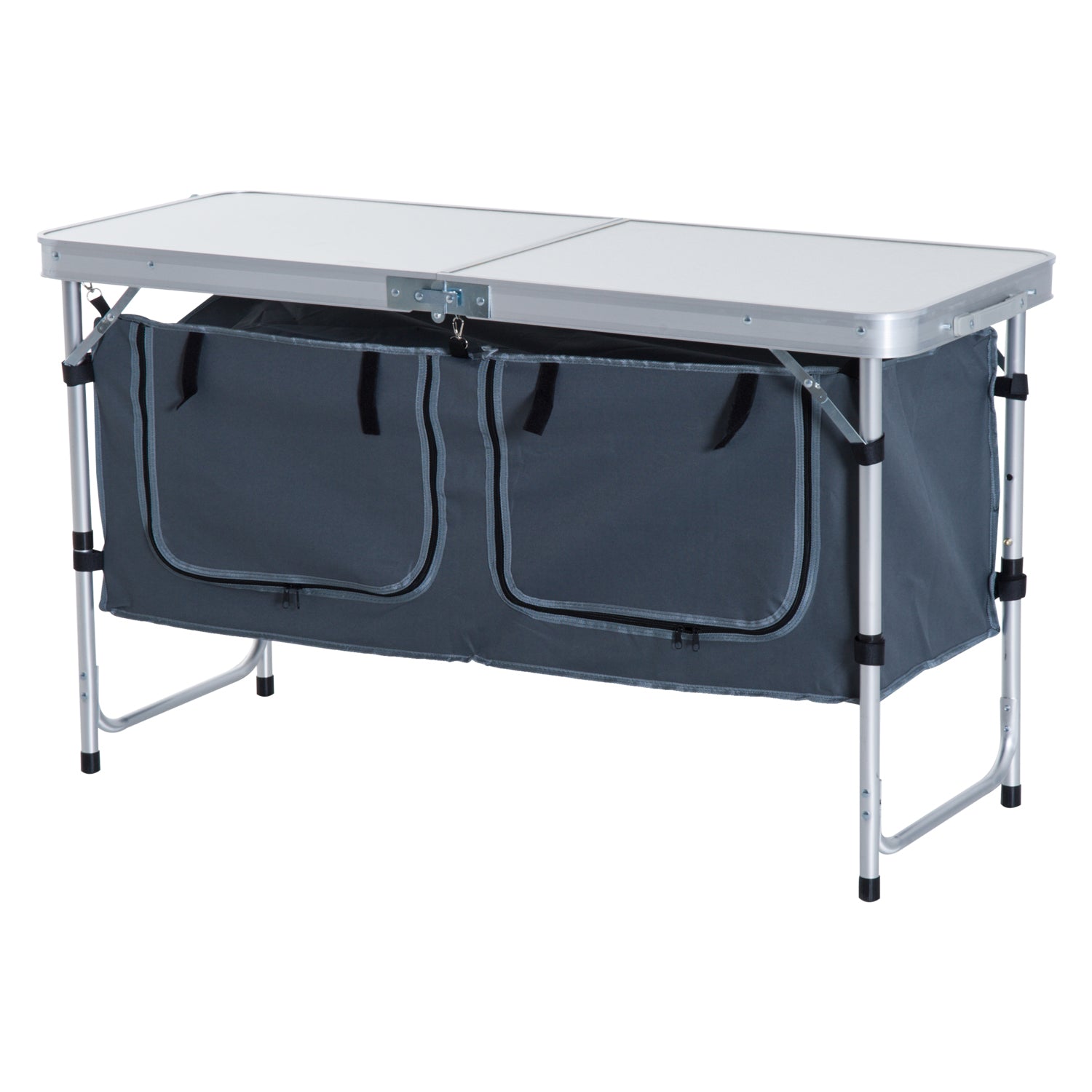 Outdoor Aluminum Folding Picnic Table Height Adjustable with Storage Organizer BBQ Camping Picnic Tables & Camping Chairs at Gallery Canada