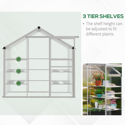 6.3' x 2.3' x 6.1' Outdoor Walk-in Greenhouse with 3-Tier Shelves, Garden Polycarbonate Green House Plants Flower Cold Frame with Aluminum Frame Walk In Greenhouses at Gallery Canada