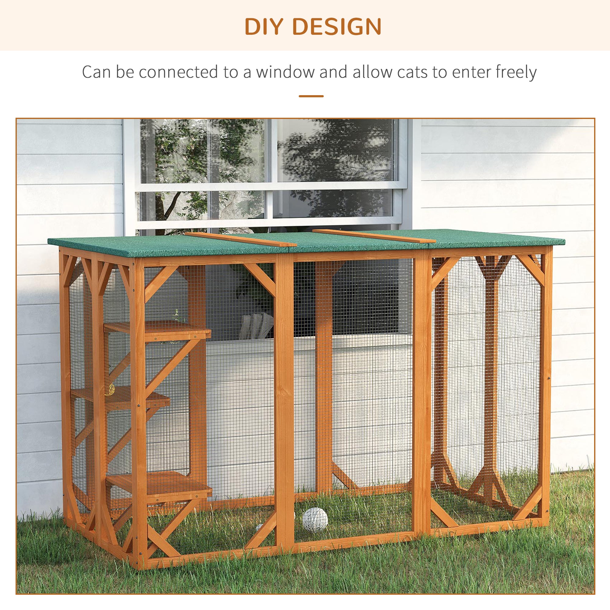 Cat Cage Indoor Catio Outdoor Cat Enclosure Pet House Small Animal Hutch for Rabbit, Kitten, Crate Kennel with Waterproof Roof, Multi-Level Platforms, Lock, Orange Outdoor Cat Enclosures at Gallery Canada