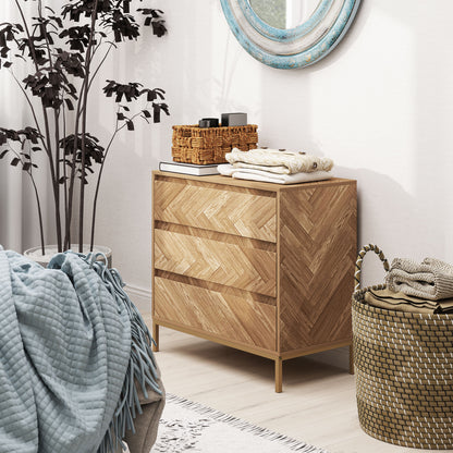 Bedroom Chest of Drawers with Anti-tipping Design, Storage Cabinet with 3 Drawers for Living Room, Hallway, Nature Wood Storage Cabinets at Gallery Canada