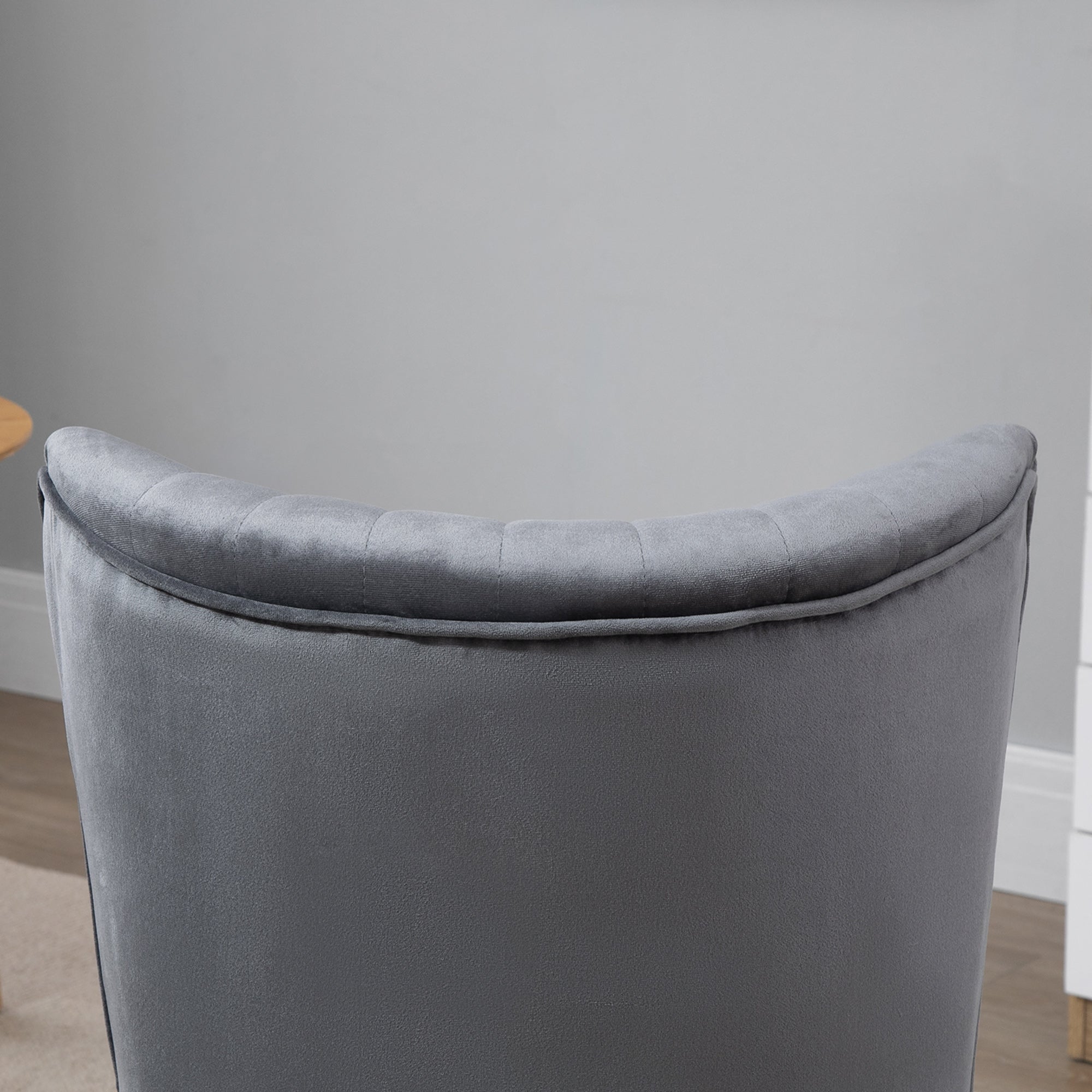 Velvet Armless Chair, Modern Accent Chair for Living Room with Wood Legs and Thick Padding, Grey Accent Chairs   at Gallery Canada