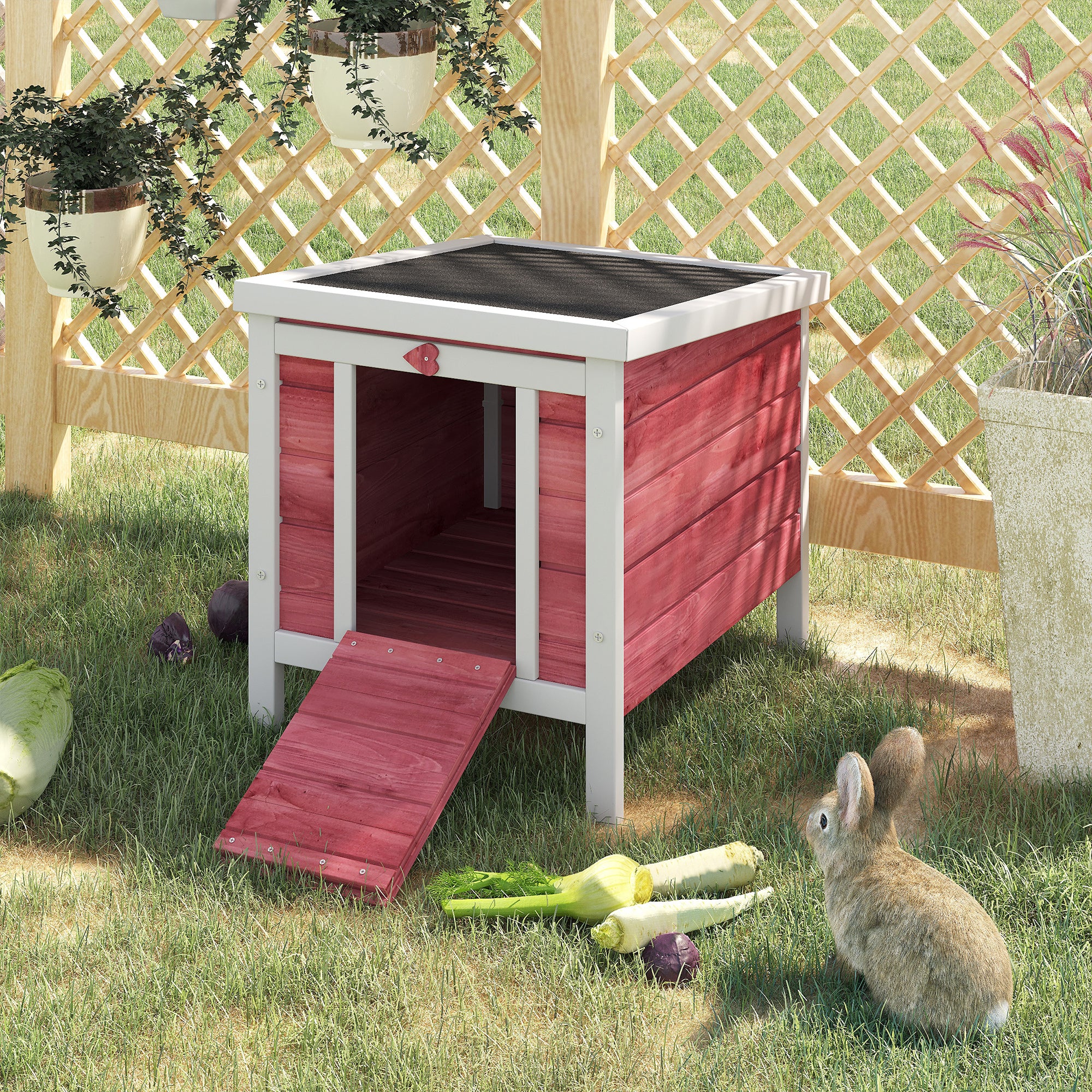 Wooden Rabbit Hutch Bunny Cage Outdoor Cat House Guinea Pig Cage Duck Shelter, Indoor Outdoor Use, 20