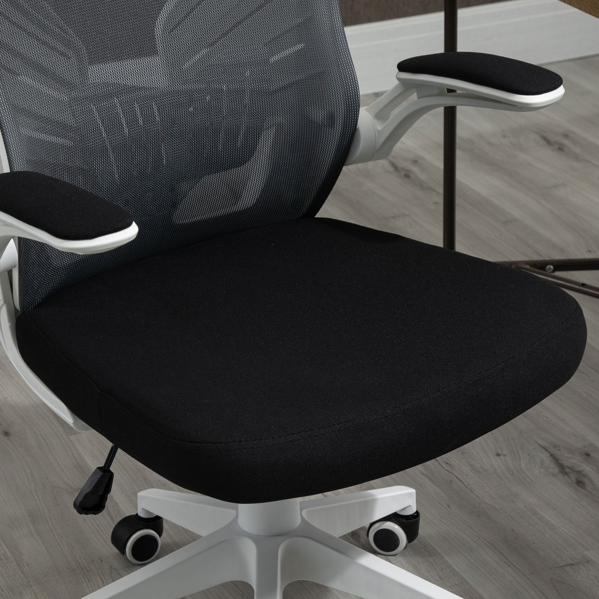 Mesh Office Chair Swivel Task Desk Chair with Lumbar Back Support, Flip-Up Arm, Adjustable Height, Grey Black Task Chairs   at Gallery Canada