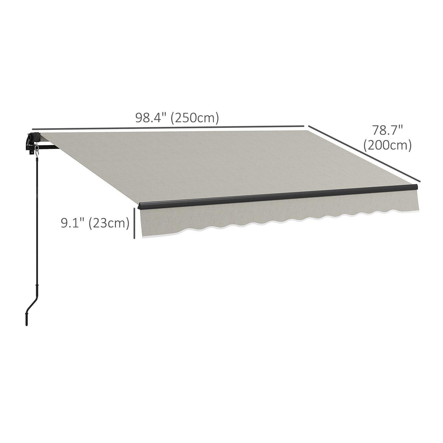 8' x 6.5' Retractable Awning, 280gsm UV Resistant Sunshade Shelter for Deck, Balcony, Yard, Light Grey - Gallery Canada