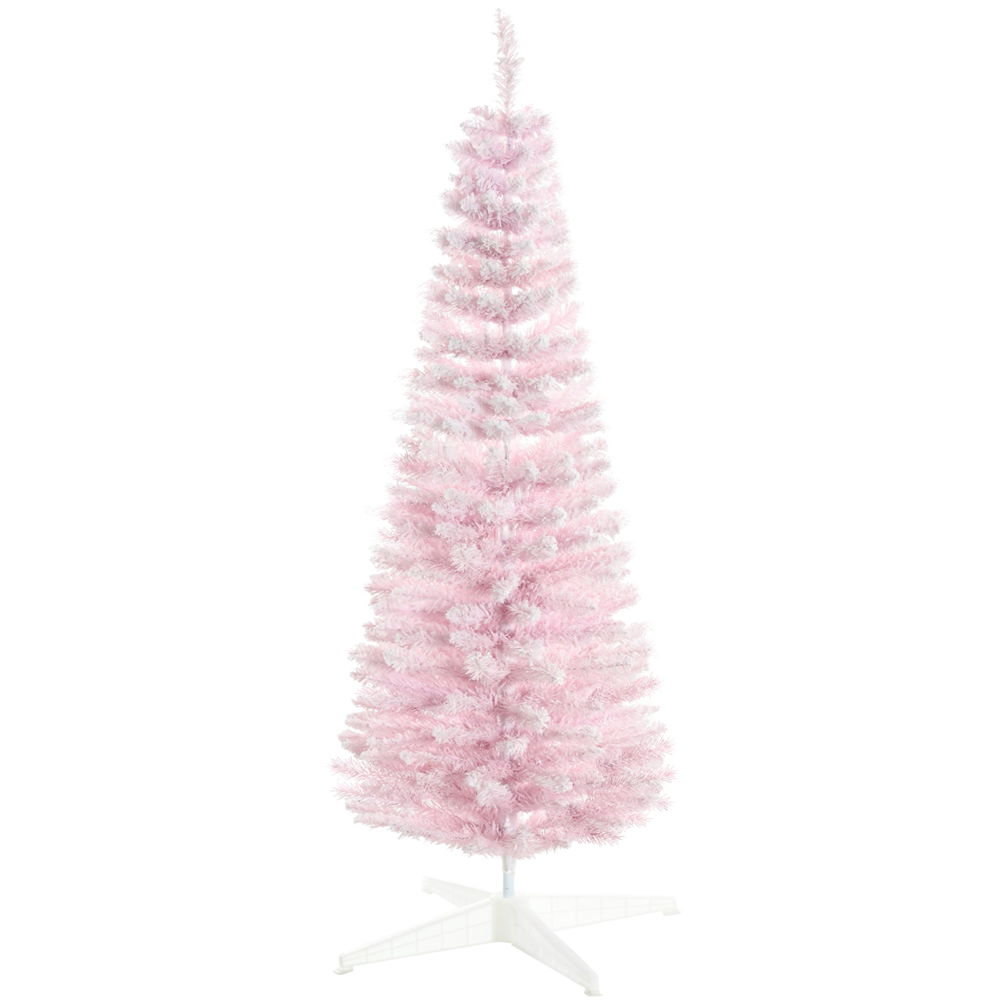 5ft Flocked Christmas Tree, Pencil Artificial Christmas Tree with Realistic Branches, Pink Pencil Christmas Trees   at Gallery Canada