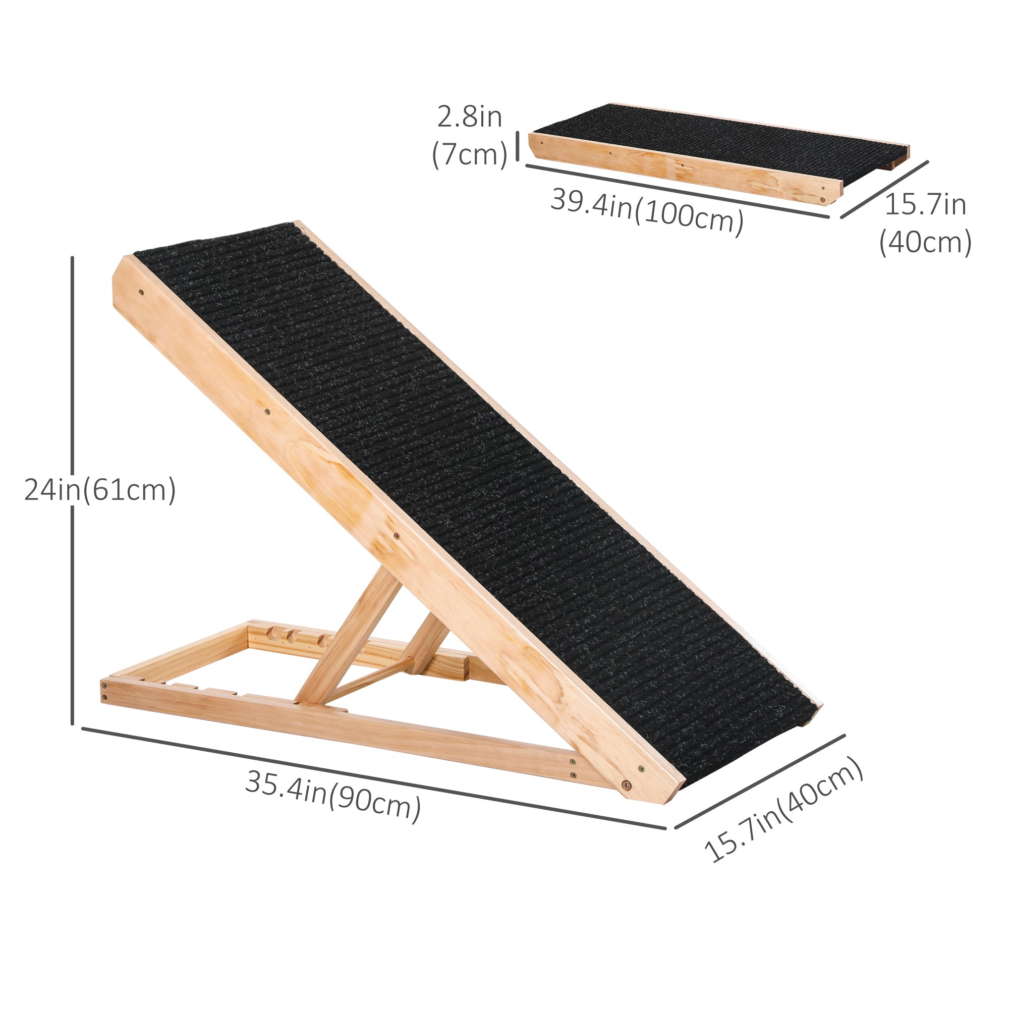 Dog Ramp Foldable Pet Ramp for Bed Couch, Height Adjustable, for Cats Large Dogs with Non Slip Carpeted Surface Dog Stairs   at Gallery Canada