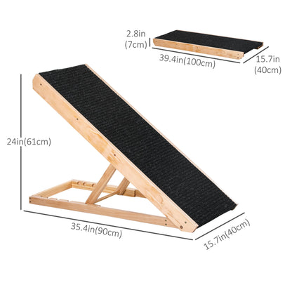 Dog Ramp Foldable Pet Ramp for Bed Couch, Height Adjustable, for Cats Large Dogs with Non Slip Carpeted Surface Dog Stairs   at Gallery Canada