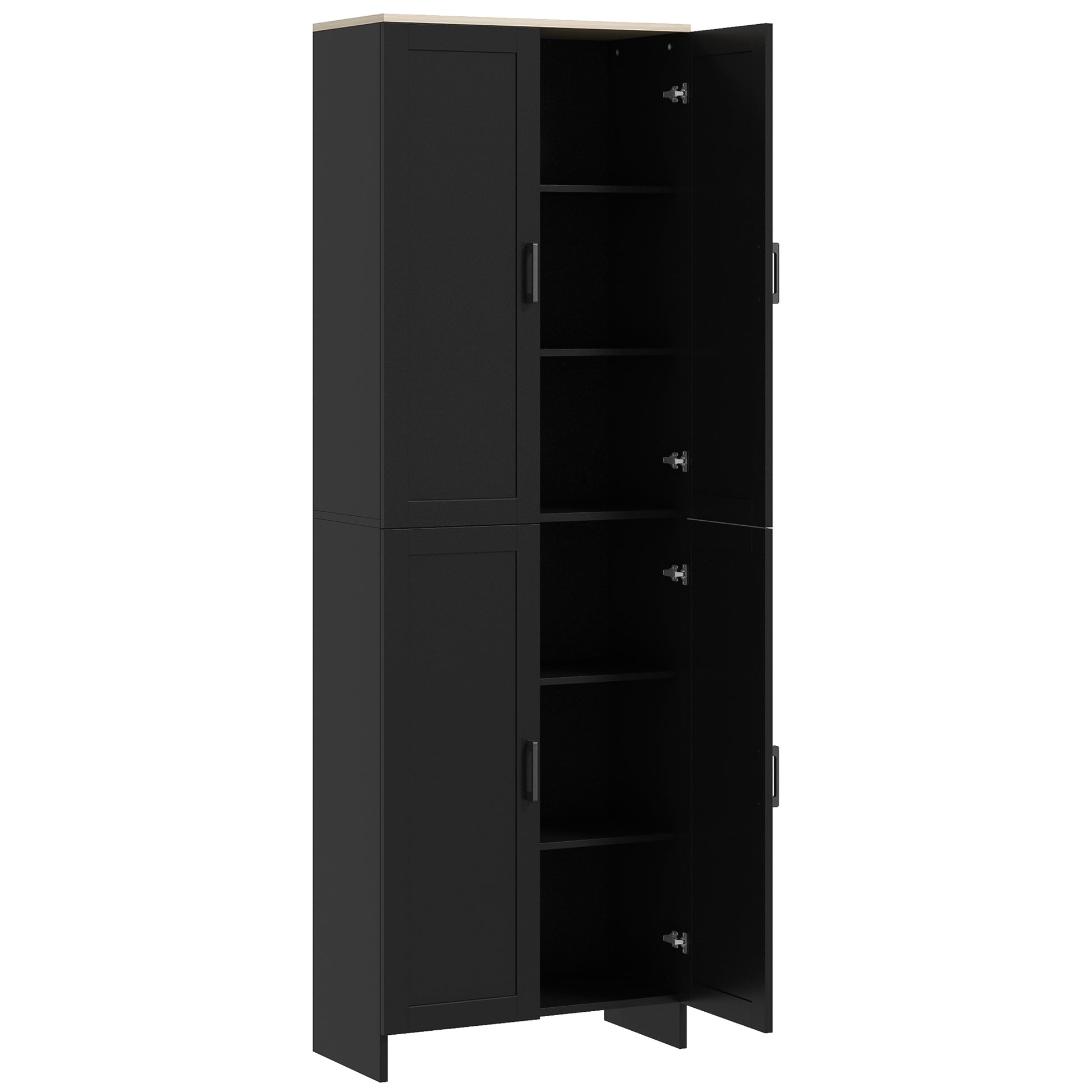 67" 4-Door Kitchen Pantry Cabinet, Freestanding Storage Cabinet Cupboard with Adjustable Shelves, Black Kitchen Pantry Cabinets   at Gallery Canada