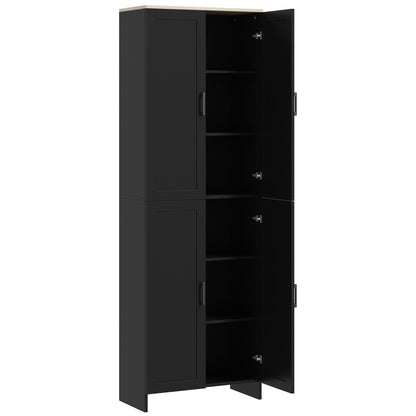 67" 4-Door Kitchen Pantry Cabinet, Freestanding Storage Cabinet Cupboard with Adjustable Shelves, Black Kitchen Pantry Cabinets   at Gallery Canada