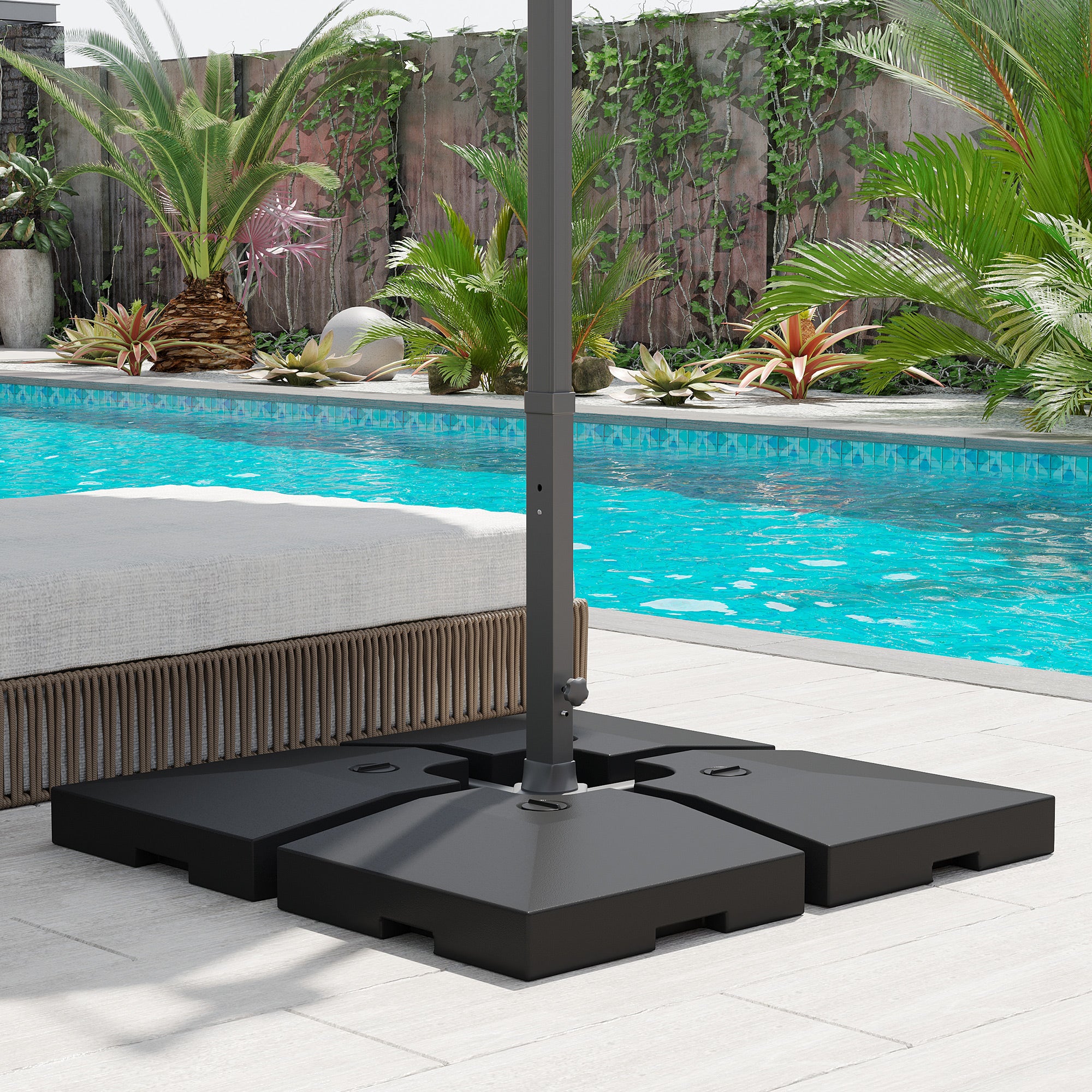 4 Pieces Base Weight Stand, Heavy Duty Square Offset Cantilever Umbrella Stand Weighted Base, Total 264Lbs Sand/ 176Lbs Water Filled Umbrella Bases at Gallery Canada