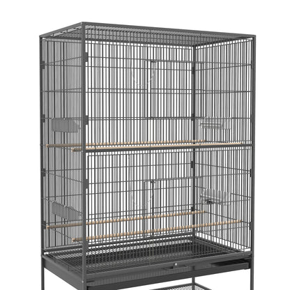 60" Bird Cage with Stand for Cockatiels Canaries Lovebirds Finches, Budgie Cage with Wheels, Removable Tray, Storage Shelf Bird Cages   at Gallery Canada